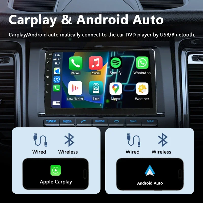 Factory N2 64GB Android 12 Universal 9 بوصة Wifi رباعي النواة اللاسلكية Apple Carplay شاشة مراقبة السيارة 10 بوصة تعمل باللمس