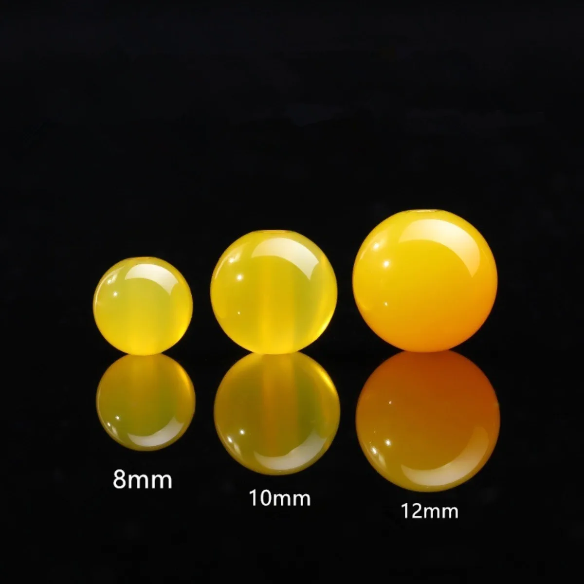 30pcs 6mm-10mm Natural Yellow Agate Beads Smooth Polished Round Loose Gemstone Not Dyed Not Enhanced