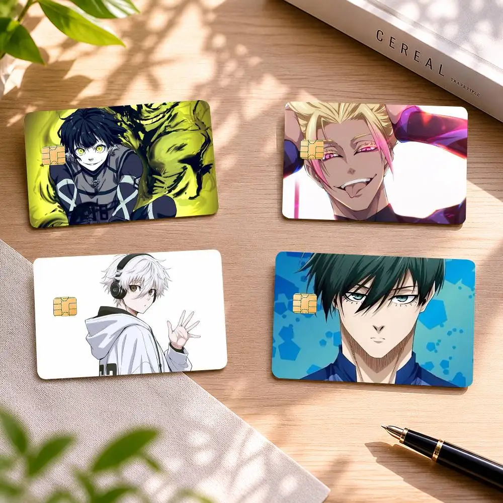 

B-Blue Anime Lock 4pcs 1Set Card Stickers Small Waterproof Chip 4PCS Card Sticker Anti-Scratch