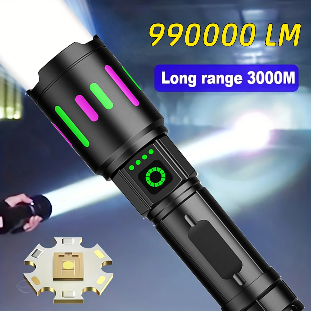 High Power Led Flashlight Long Range Powerful Rechargeable Flashlight Waterproof Torch Light Lantern for Outdoor Camping Hiking