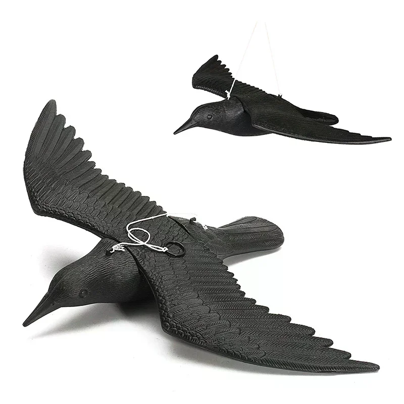 /PFU/3D Animals Figures Realistic Crow Ravens Garden Hanging Decor Home Bird Figurine Crow Decoys Attracting Crows Reallike