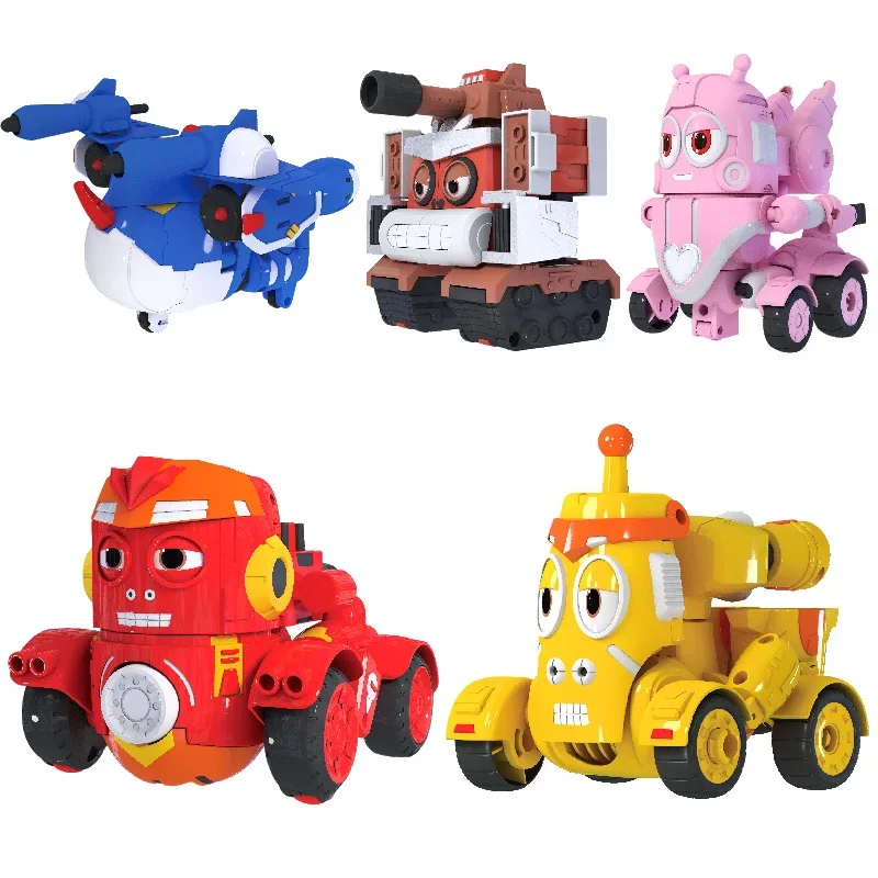 5pcs/set High Quality ABS Fun Larva Transformation Toys Action Figures Deformation Car Mode and Mecha Mode for Birthday Gift