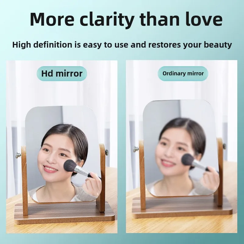 Criativo de madeira hd espelho de maquiagem elegante e minimalista dobrável desktop beleza espelho de vaidade casa decoração do quarto espelho de vaidade