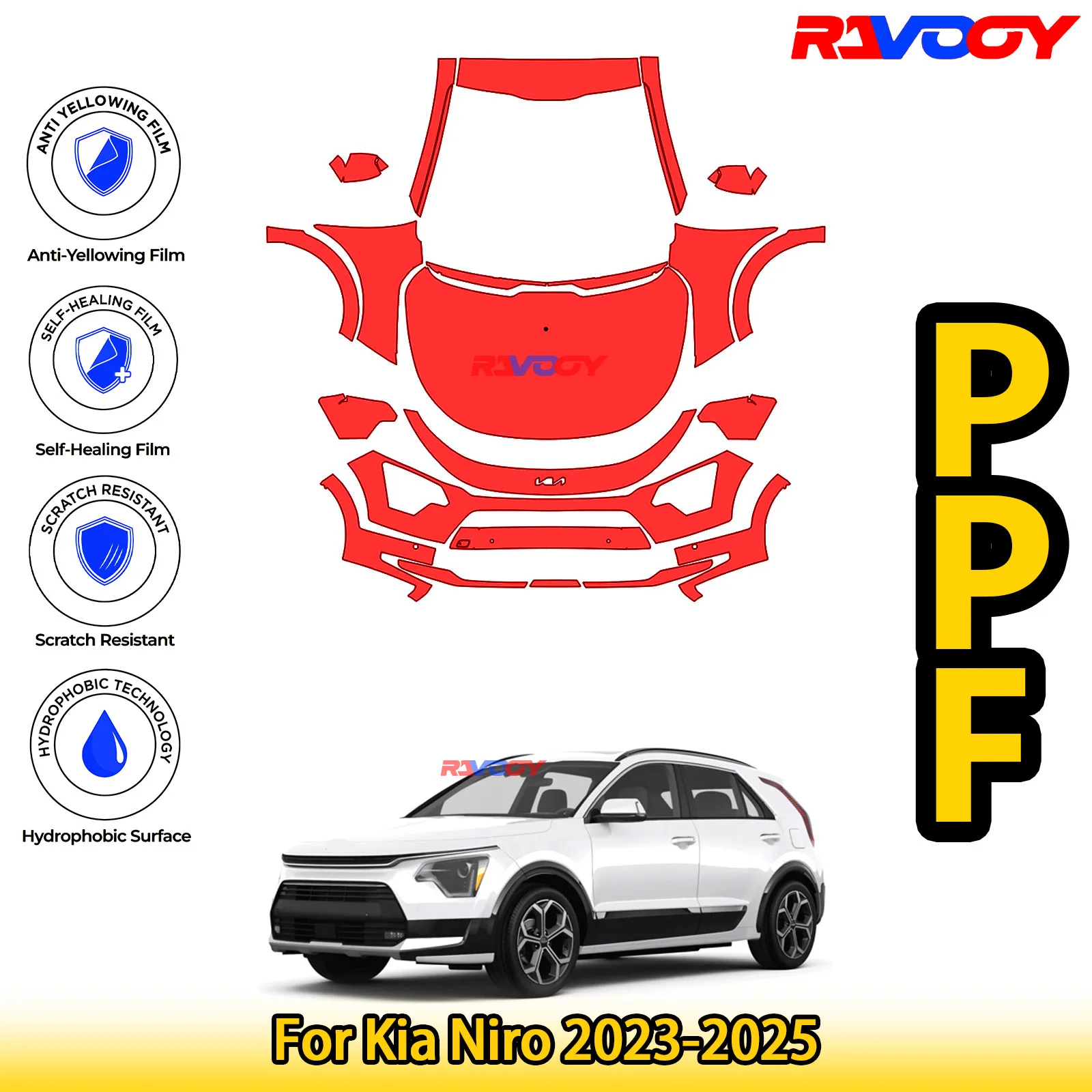

For Kia Niro 2023-2025 Glossy Matte Black Precut front PPF Kit Paint Protection Film