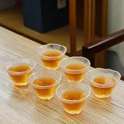 Exquisite Glass Flower Tea Cup Set 6pcs/set Coffee Cups Wholesale Beautiful Tea Mugs Japanese Mug Teacups Porcelain Chinese Bowl