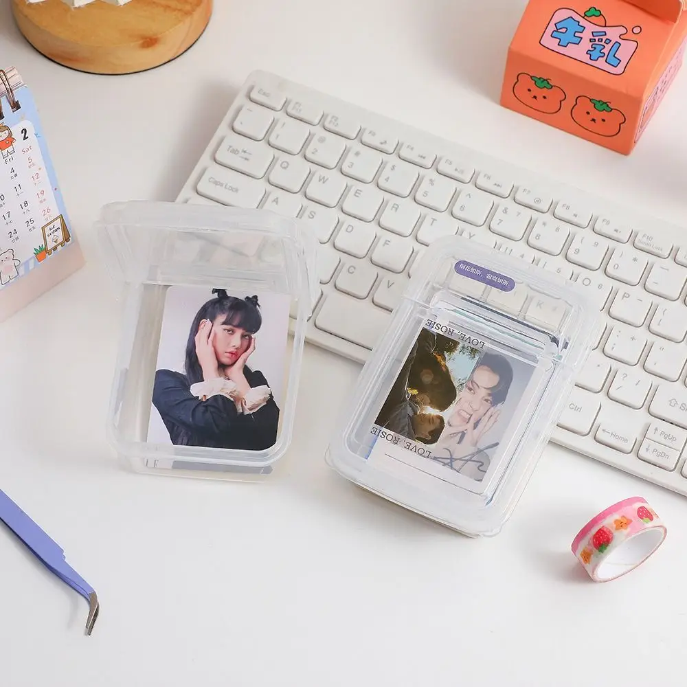 Desktop Storage Box Photocards Storage Box Classification Box Plastic Storage Box Desktop Organizer Minimalism Transparent