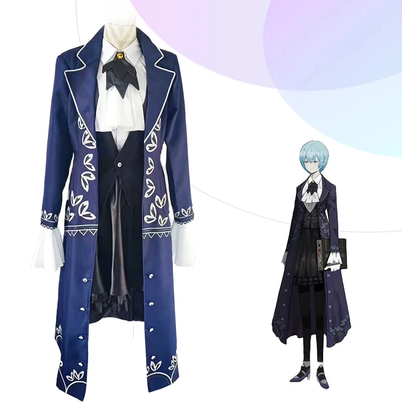 A'5,b/Game Library Of Ruina Angela Cosplay Costume Blue Long Coat Uniform Men Women Halloween Party Carnival Role Play5,j'8.k/4\ view 2