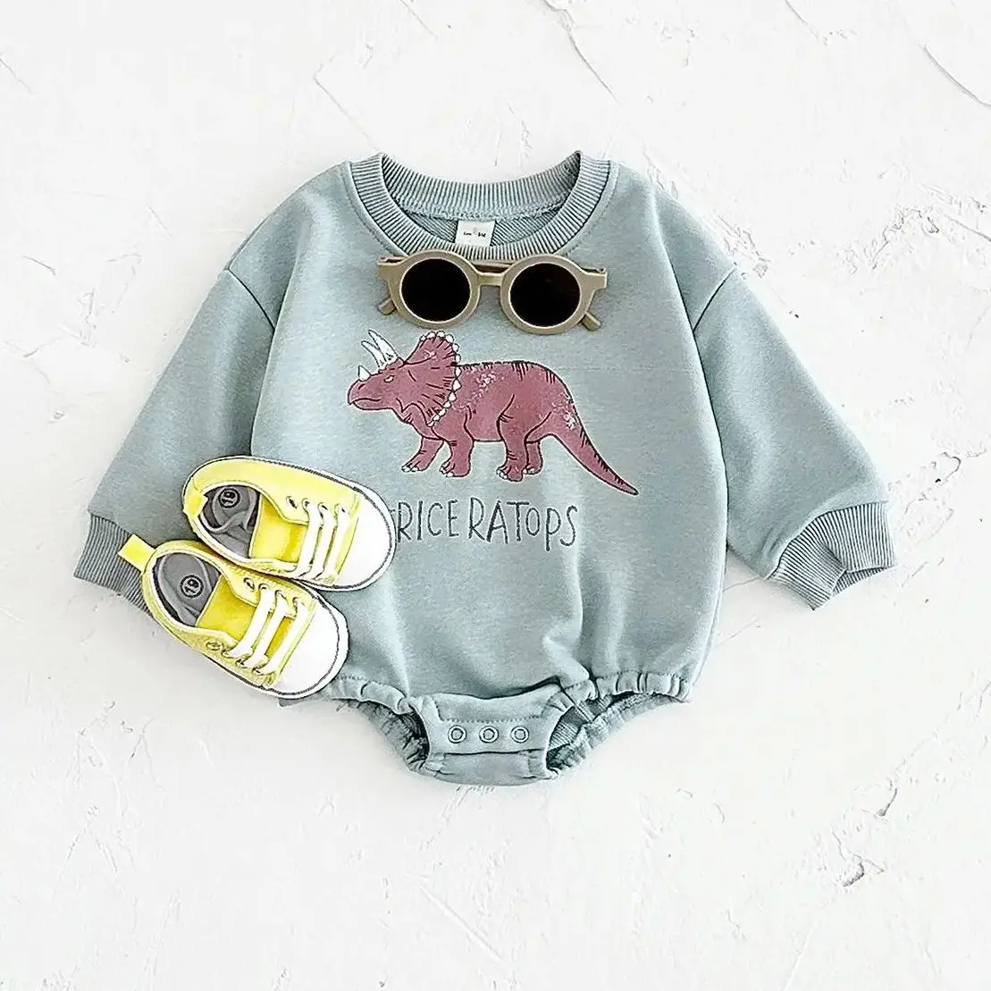 0-18M Baby Clothes Infant Bodysuits & One-pieces Cartoon Dinosaur Print Sweatshirt Romper Autumn Baby Boy Clothes Newborn Girl