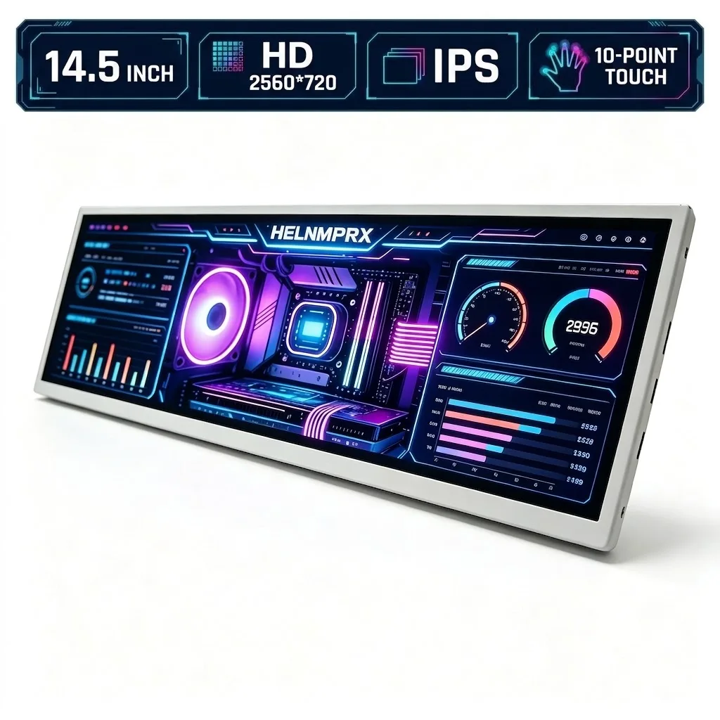 14.5 Inch 32:9 Ultra‑Wide Bar IPS LCD Screen 2560×720 In‑Cell 10‑Point Touch MIPI Display With Driver Board