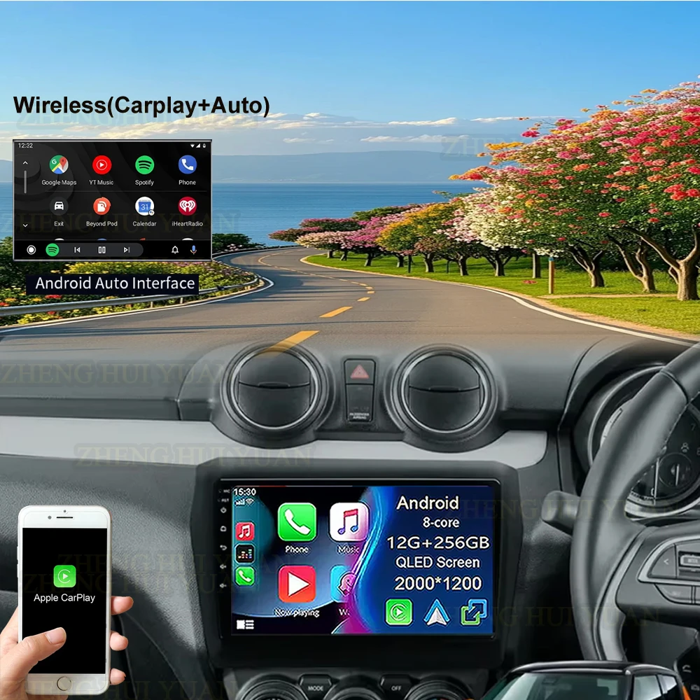 Android 15 For Suzuki Swift 5 2016 - 2021 Car Radio Head Unit Auto BT Stereo Multimedia Video Monitor GPS Navigation WIFI 4G DSP