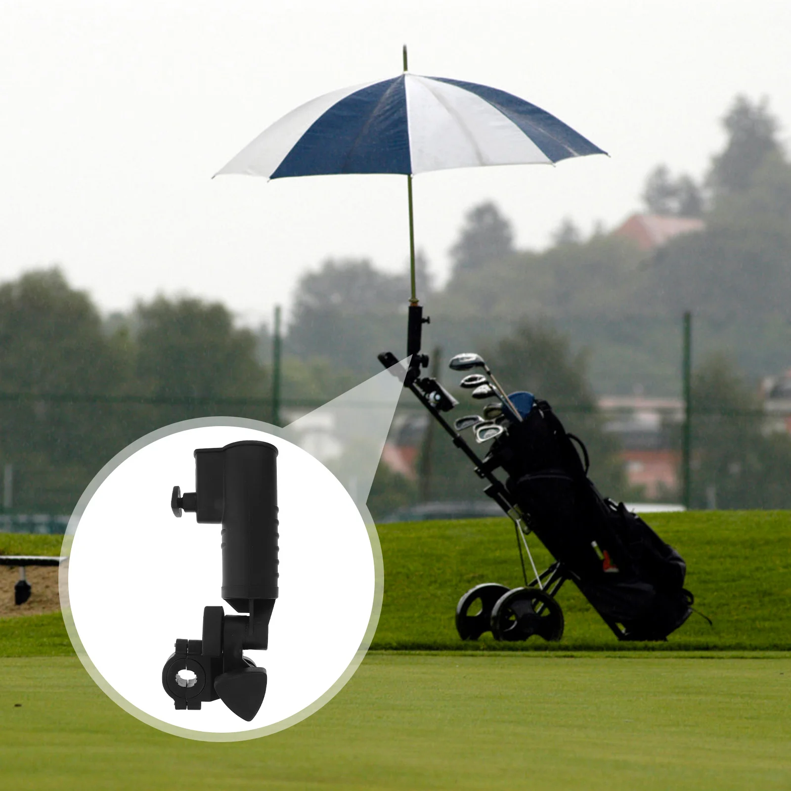 

Golfs Trolley Umbrella Holder Solid Durable Adjustable Clamp Mechanism Cart Umbrella Stand Suitable for Round Handle Umbrellas