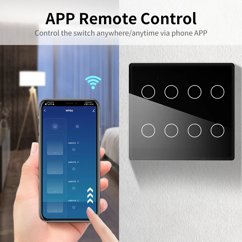 4/6/8 Gang Smart WiFi 4x4 Brazil Wall Light Switch Touch Panel Sensor Smart Home Interruptor Work with Tuya Alexa Google Home