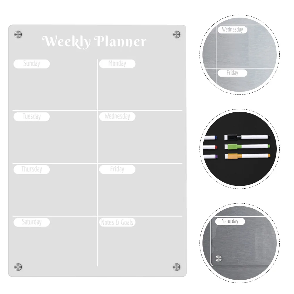 Tableau d\'Immatriculation Hebdomadaire Magnétique Blanc, Transparent, Effaçable à Sec, Réfrigérateur 03/Schedule, Liste des Choses à Faire,