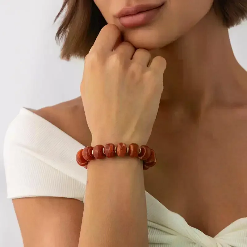 Y2K colored coated resin bead bracelet, women's fashion collar, vintage bracelet, party jewelry