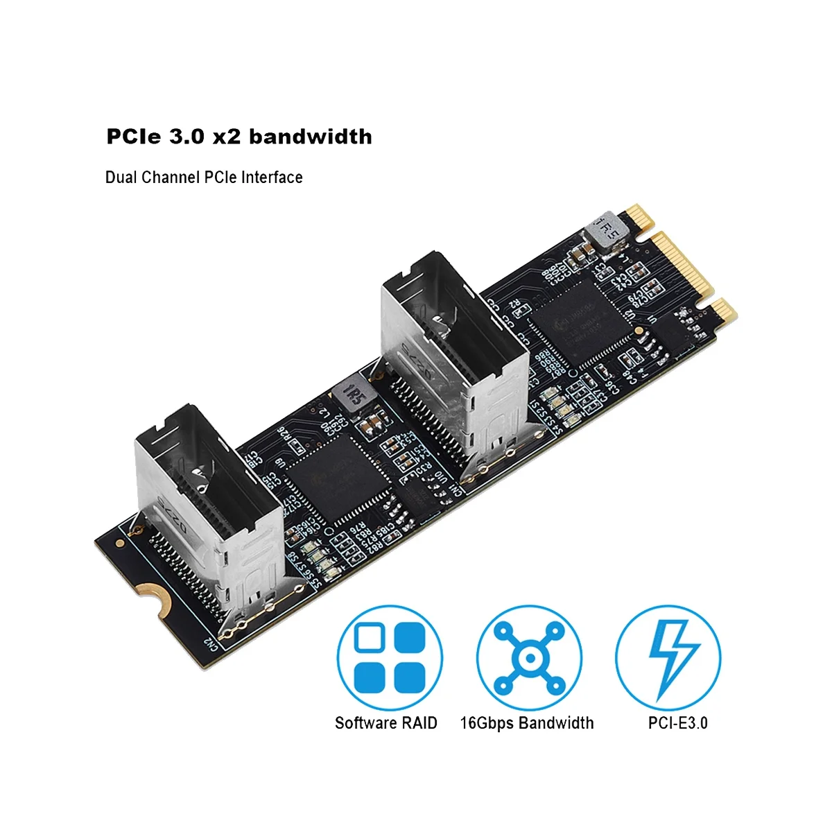 M.2 PCIe3.0 to 8 Ports SATA 6G Multiplier Controller Card B/M Key NGFF with 2 Mini SAS Interface Each Port Arrive 6Gbps