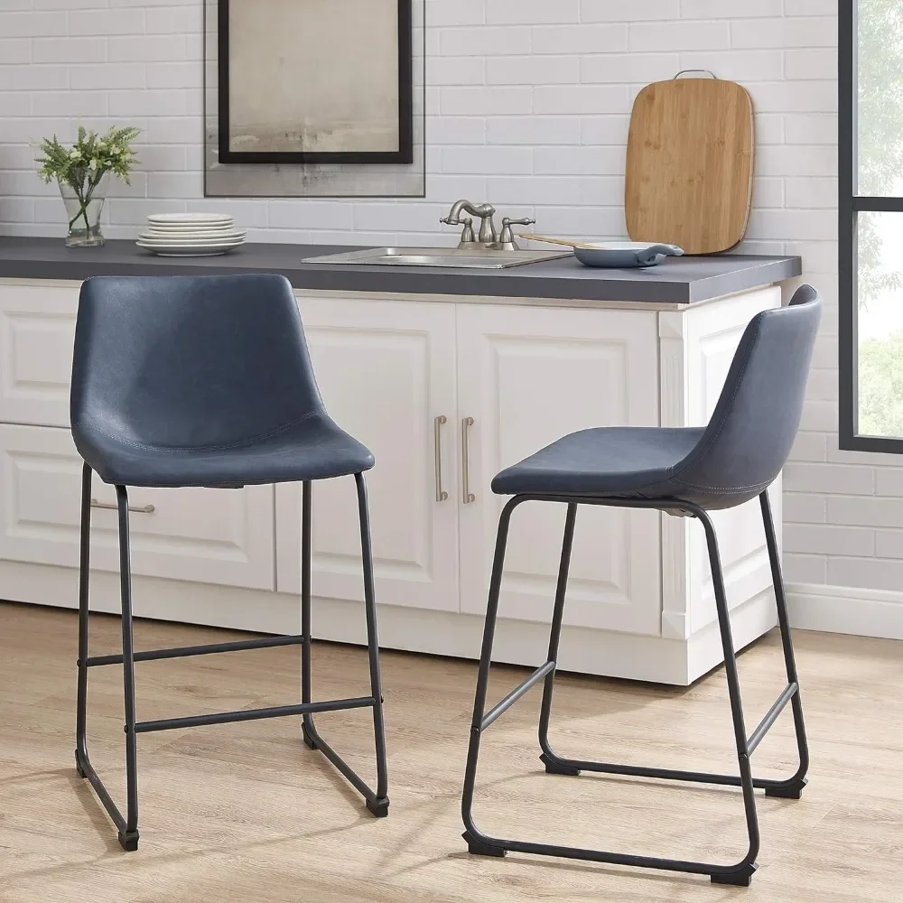 Urban Industrial Faux Leather Armless Counter Chairs, Set of 2, Variety of color options, kitchen dining chair