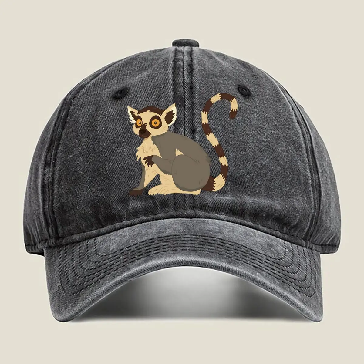 

Lemur Portrait Lemur wildlife - character art Washed Baseball Cap