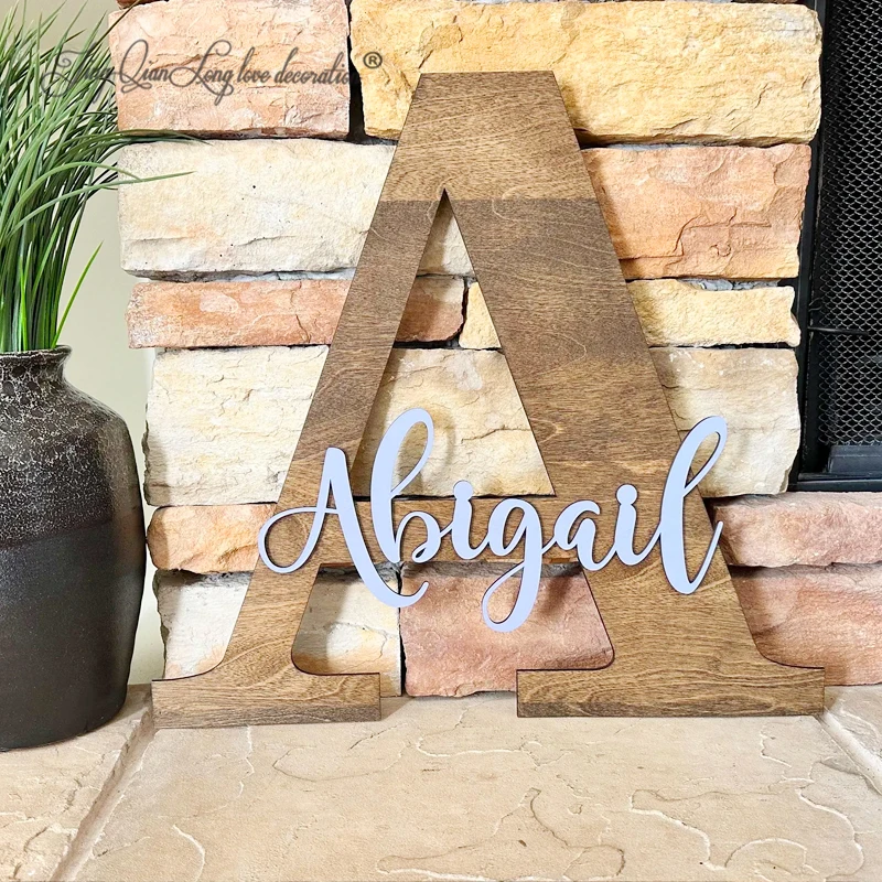 Custom Wooden Initial Sign: Kids Room Name Sign Wooden Name Sign Baby Name Sign