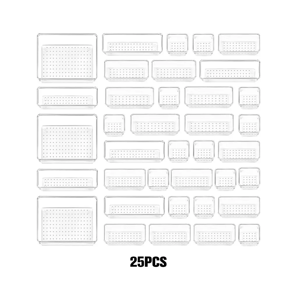 

25pcs set Clear Drawer Organizer Box - Organize Makeup And Stationery With Ease Easy Organization 25pcs
