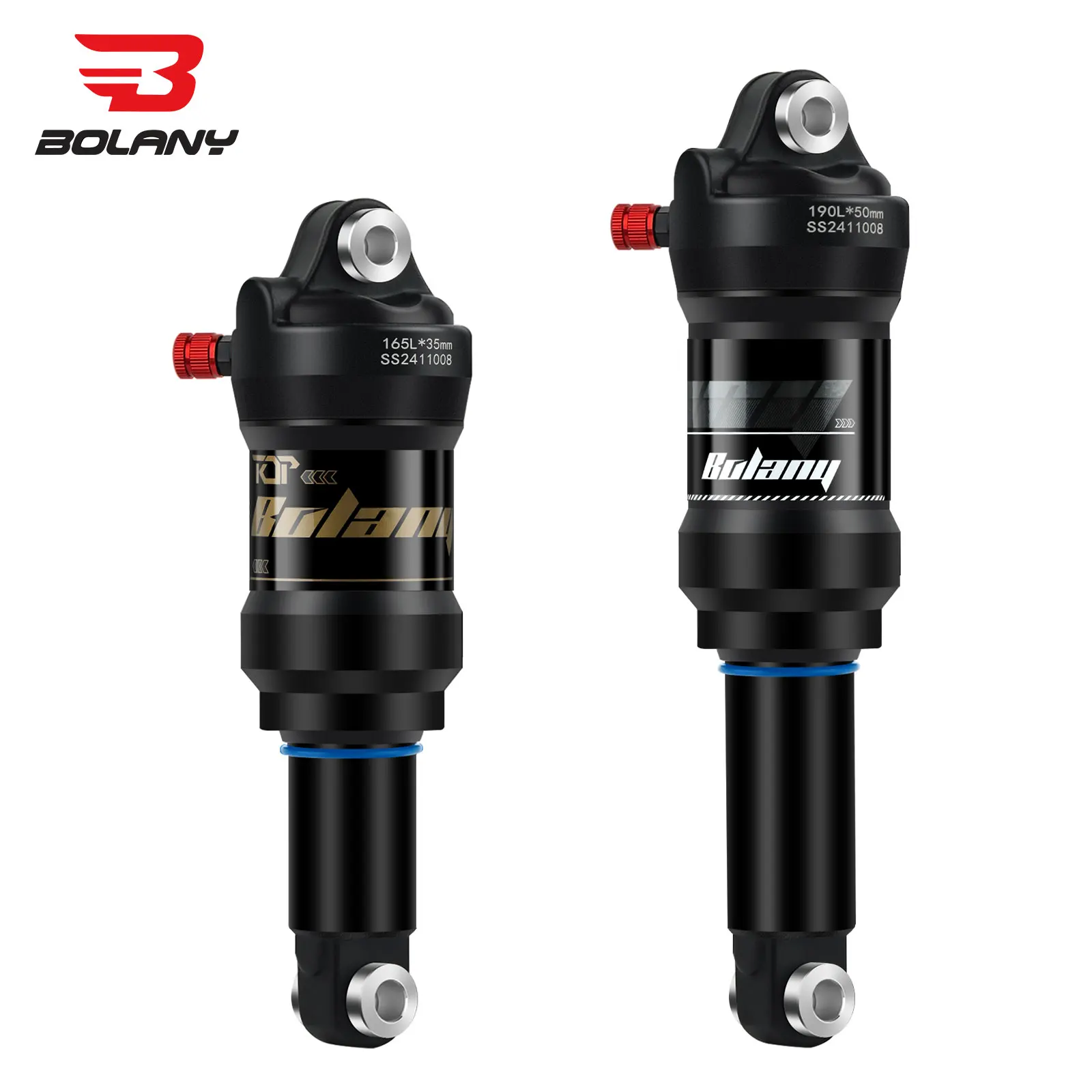 BOLANY Adjustable Mountain Bike Rear Shock Absorber 550lbs Coil Spring Suspension MTB Bicycle Air Shock 165/190mm Bike Parts