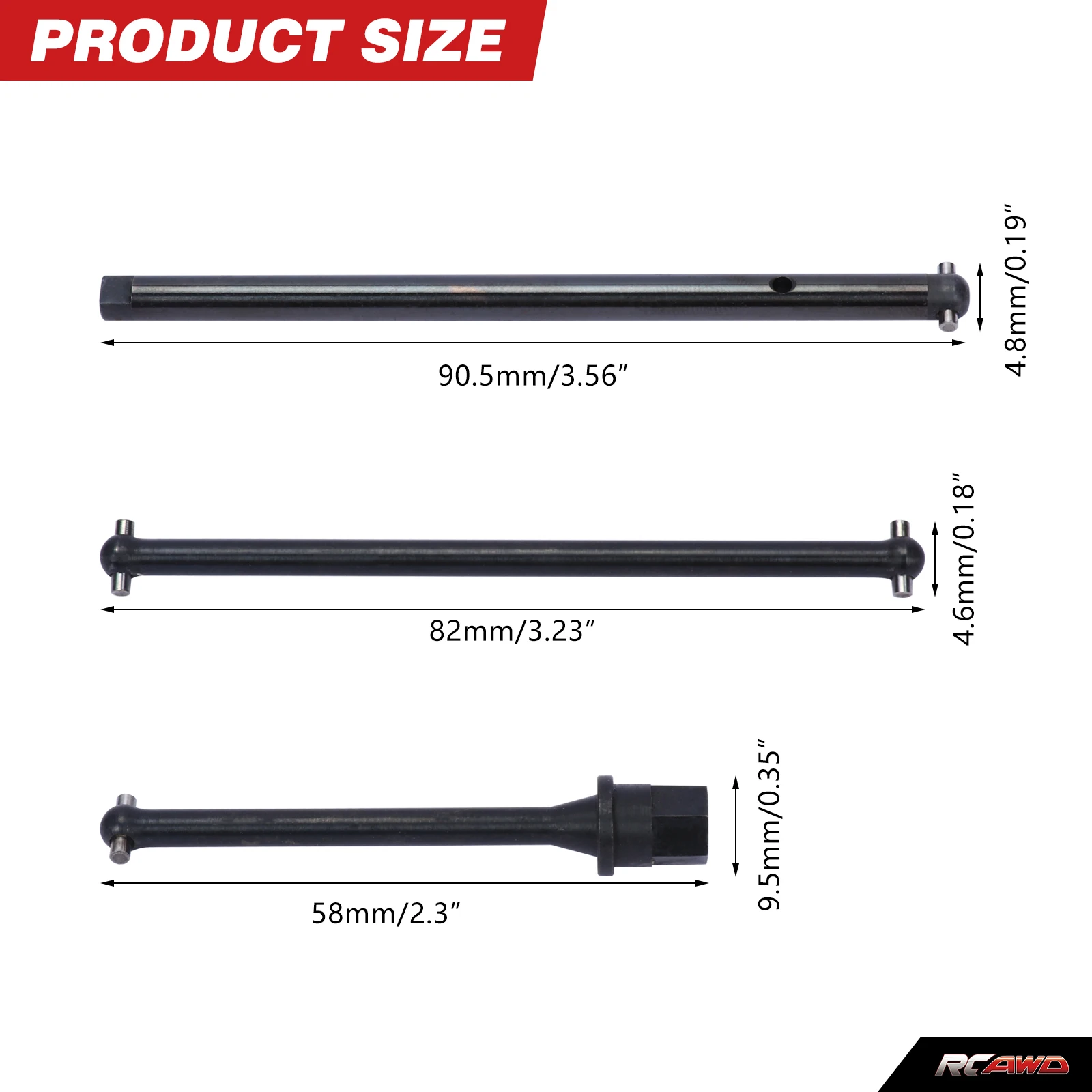 #45 steel Dogbone Center Driveline Set, Rear Axle Shafts for 1/18 Axial Yeti Jr. Can-Am Maverick upgrade parts