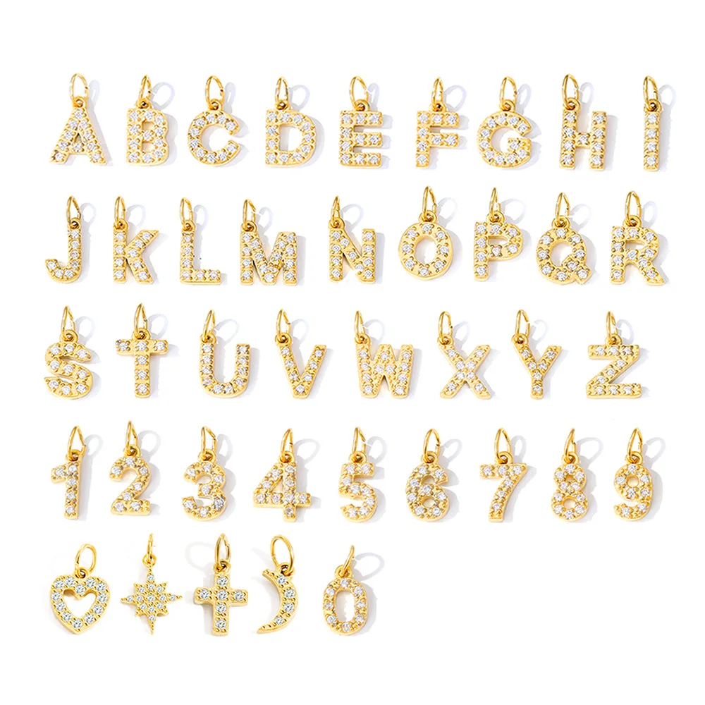 CARLIDANA New Stainless Steel Letter Pendant Necklace Bracelet Alphabet  Initial Charms 18K Gold Plated DIY Zircon Jewelry