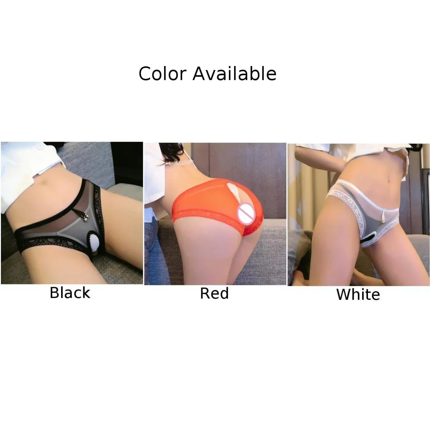 Women\'s Sexy Panties Lace Briefs Crotchless Underwear Sheer Knickers Low Rise Open Crotch Underpants Woman Intimates Lingerie