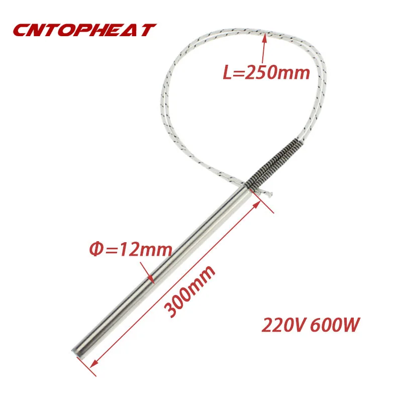 2 قطعة سخان خرطوشة 220 فولت 12 مللي متر قطر الأنبوب الكهربائية صب سخان قضيب عنصر التدفئة الصناعية