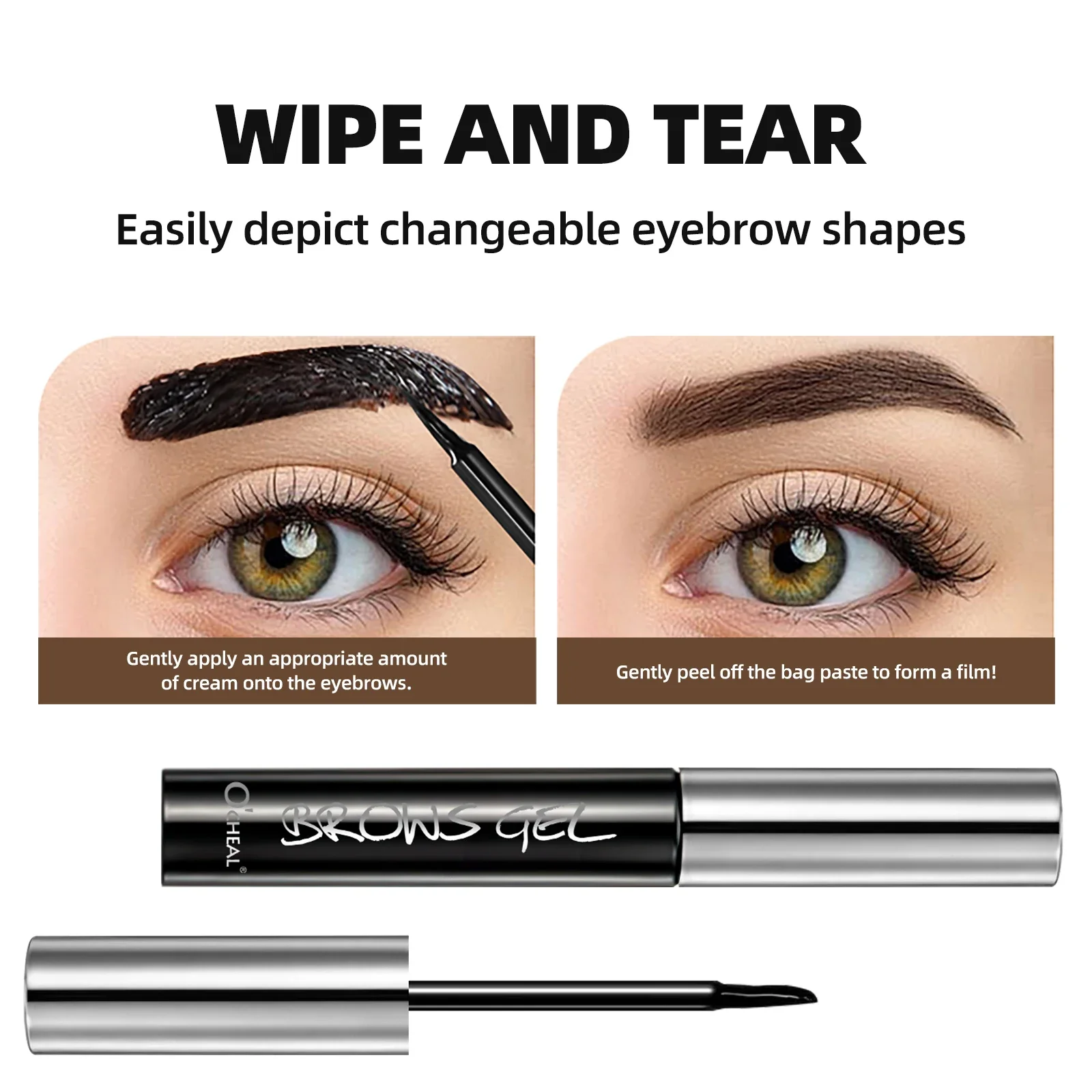 Ocheal facile à décoller les sourcils Gel tatouage teinte Semi-Permanent sourcil Gel imperméable longue durée noir brun 3D Mascara sérums