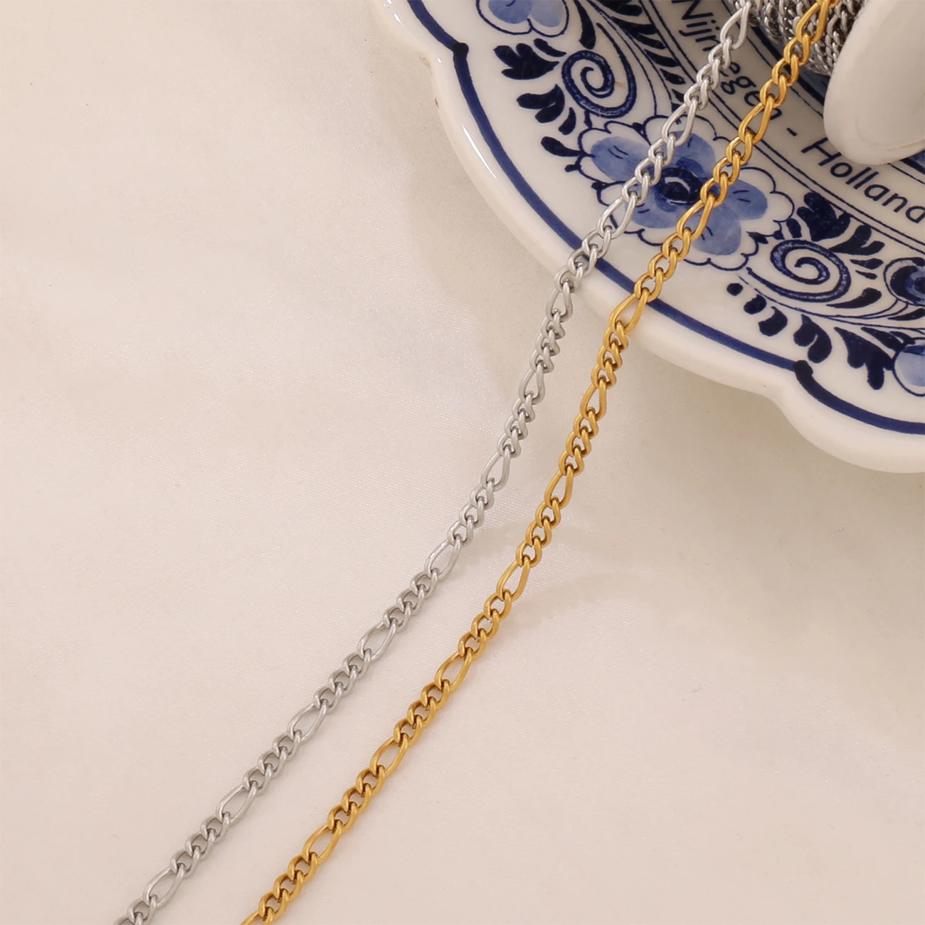 100cm Stainless Steel Figaro Curb Cuban Chain Findings 3:1 Curb Link Chain for Jewelry Making Supplies Necklace Bracelet DIY view 5