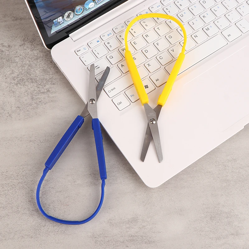 1Pc Mini Stainless Steel Loop Scissors Colorful Grip DIY Art Craft Paper Cutting Stationery For Student School Office Tool