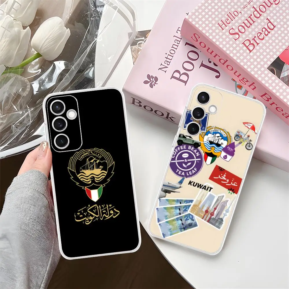 Funda para teléfono móvil con bandera de Kuwait para Samsung Galaxy S25 S24 S23 S22 S21Plus FE, funda de Color Ultra transparente, teléfono inteligente de lujo