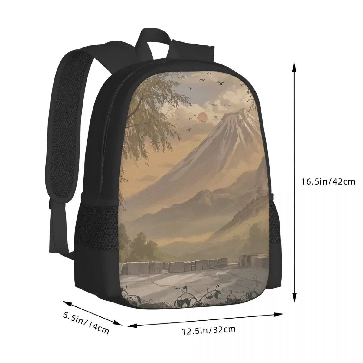 Ink painting boys and girls, children's backpacks, laptops, shoulder bags