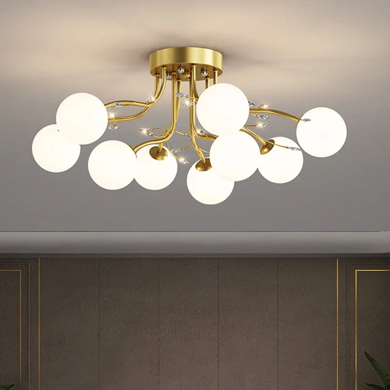 Lampadario a soffitto con sfera di vetro nordico oro per soggiorno sala da pranzo arredamento camera da letto lampada a sospensione lampada a