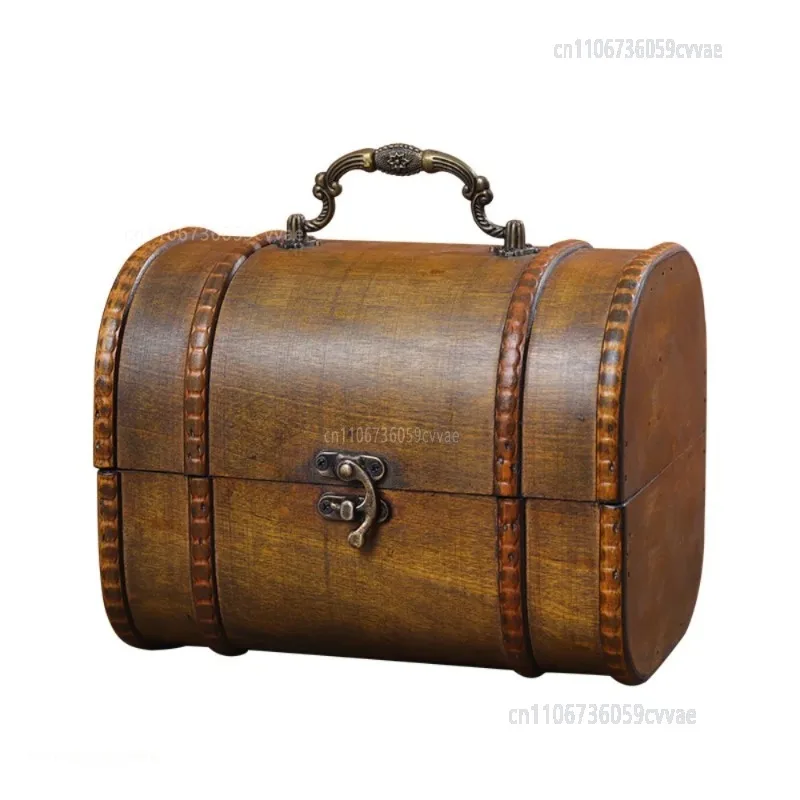 Retro Exquisite Suitcase Wooden Storage Box Handmade Jewelry Sundries Box European Long Box