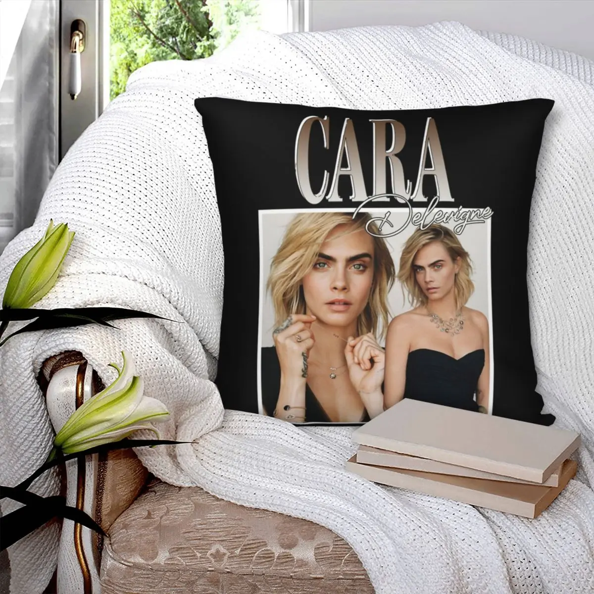 Cara Delevigne Square Pillowcase Polyester Pillow Cover Velvet Cushion Decor Comfort Throw Pillow For Home Car