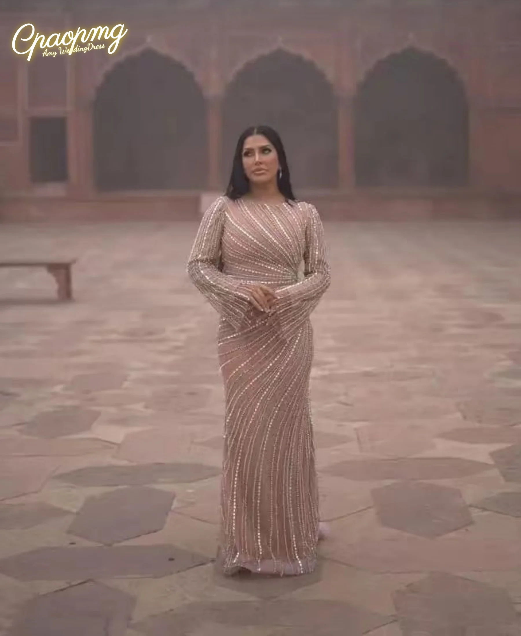 

Роскошные вечерние платья с длинными рукавами по индивидуальному заказу, мусульманское вечернее платье русалки из бисера, платья для выпускного вечера