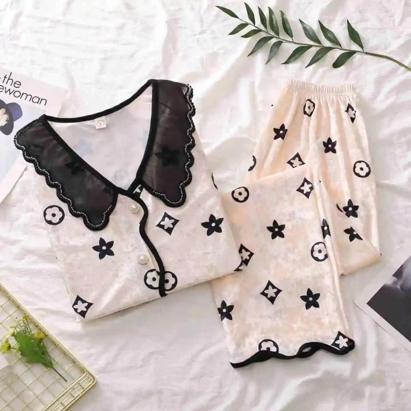 Pajamas For Women  Autumn Long sleeves Sleepwear Canary Velvet Trousers Pajamas Set  ensemble femme 2 pièces image 4