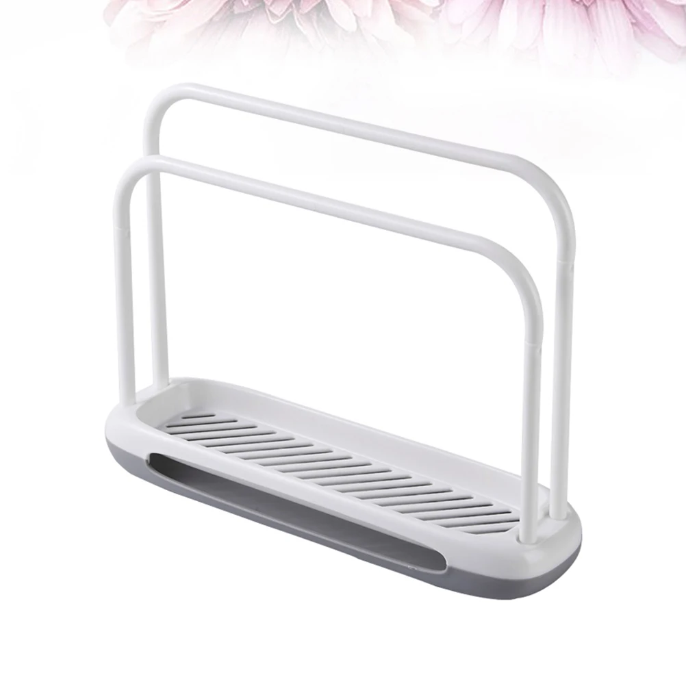 

1pc Diatom Ooze Double Layer Cleaning Cloth Rack Simple Dish Towel Storage Holder For Kitchen Grey Easy Install