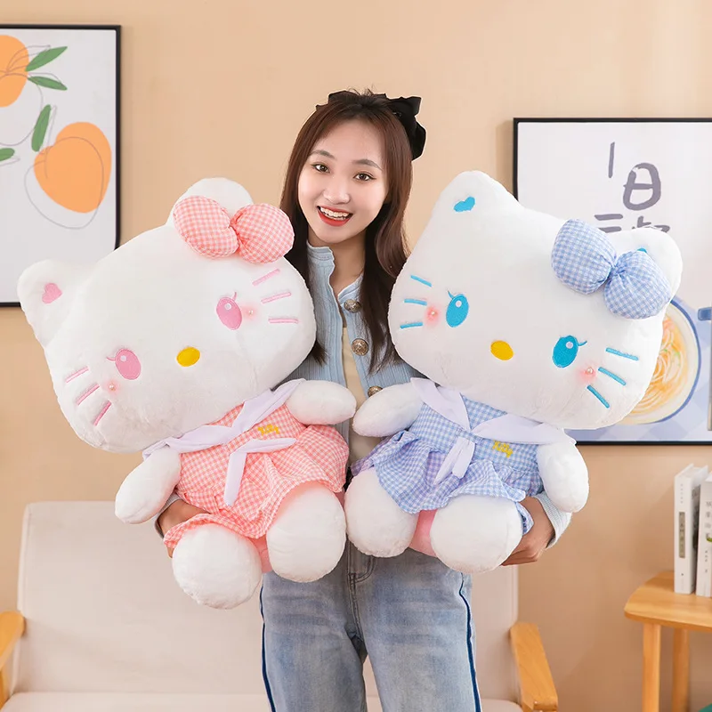 

35/45/55cm Sanrio Cartoon Skirt Hello Kitty Large Plush Toy Sleeping Pillow Cute Anime Cat Children Soft Stuffed Plushies Dolls