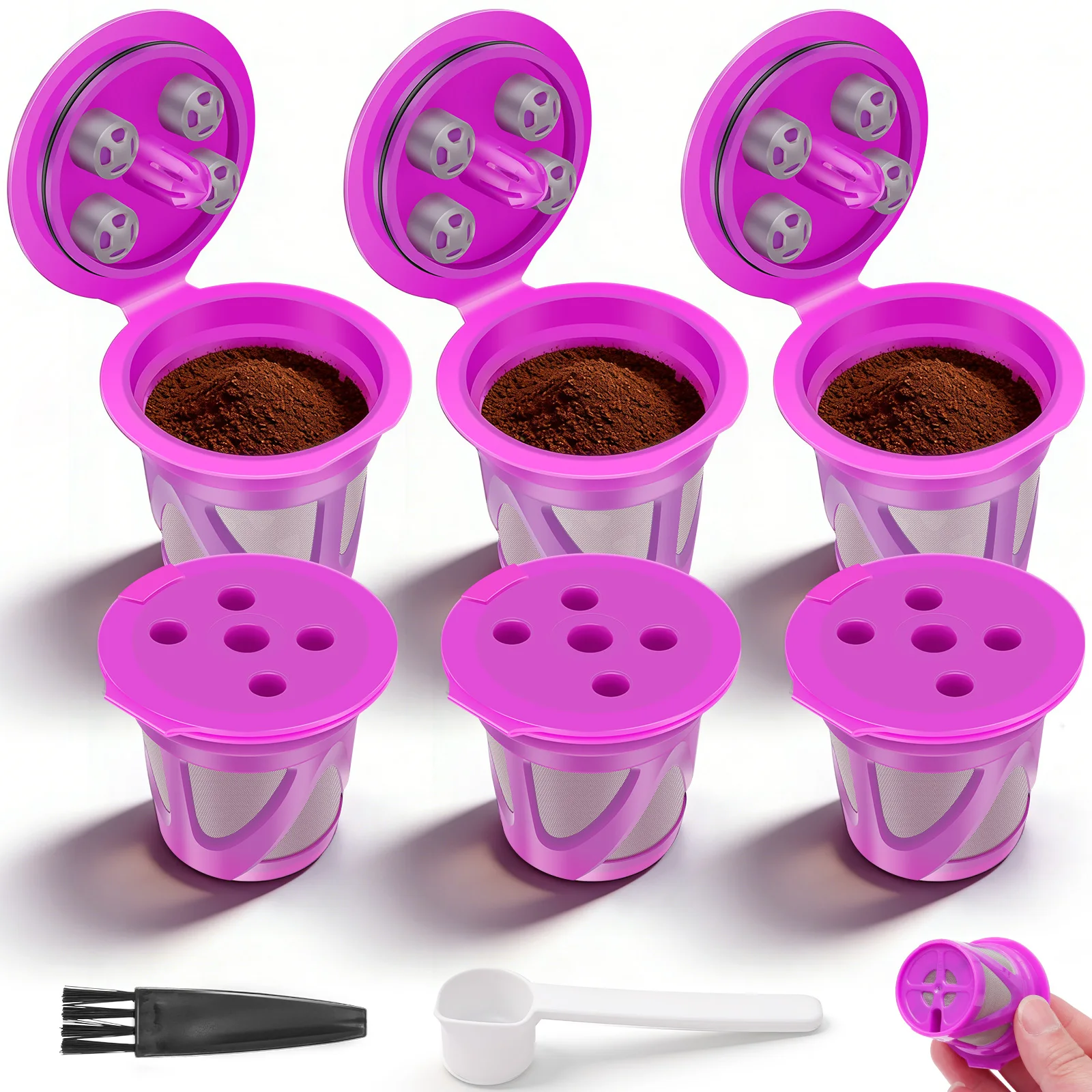 6 Pcs Reusable Coffee Capsule Stainless Steel Coffee Pod Filters Refillable Espresso Pod Capsules for 1.0/2.0 Coffee Machines