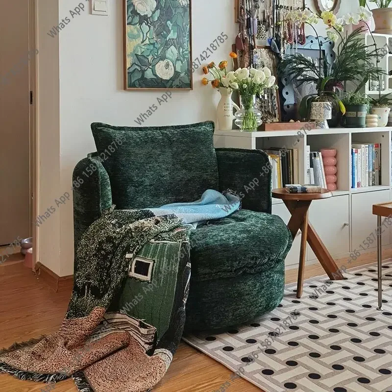 65 N Nordic round chenille single sofa living room small apartment dismantling and washing comfortable and fashionable sofa chai