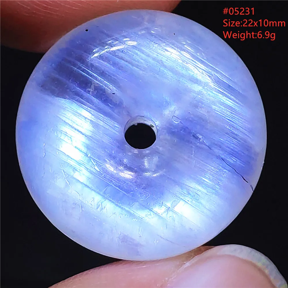 

Natural Blue Moonstone Round Pendant Women Moonstone Gemstone Donut Crystal Jewelry AAAAA