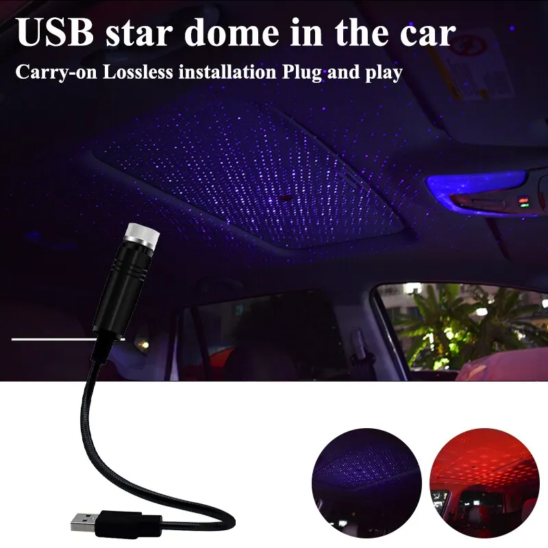 USB LED Car Interior Decorative Light Roof Star Light DJ Christmas Atmosphere Ambient Light Multiple Lighting Effects