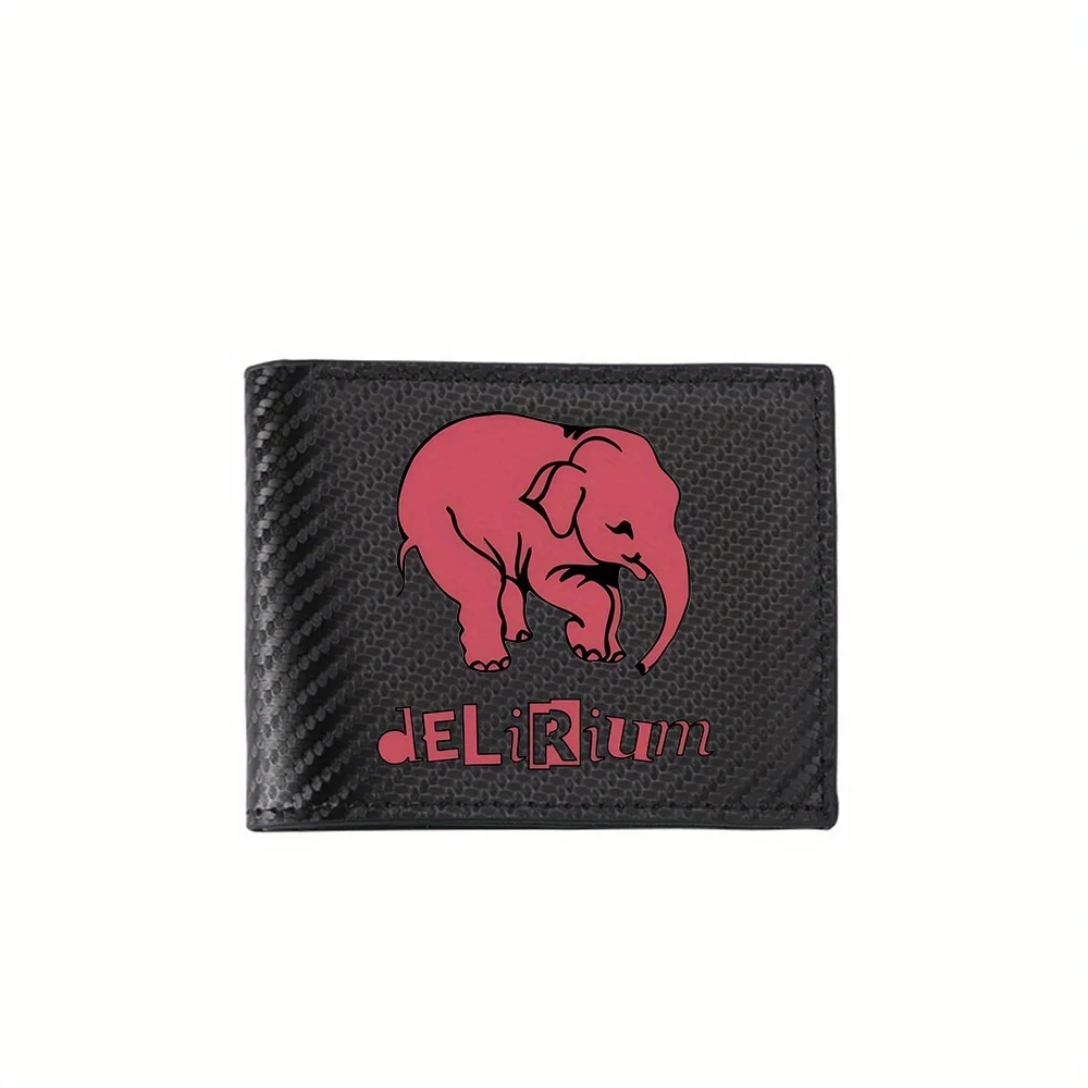 

Pink elephant black background Delirium Men's Wallets Simple Business Modern Stylish Printing Design Gifts For Father Boyfriend