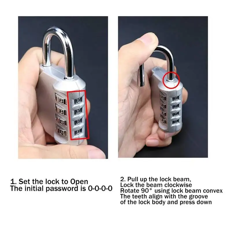 Picture 3: Newly2piece Lock 4 Digit Combination Padlock For School Gym Sports Locker/Fence/Toolbox/Case