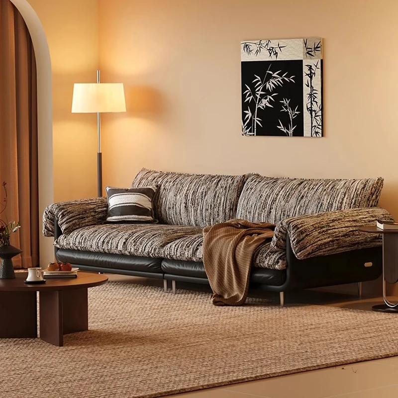 French Retro Vintage Chenille Fabric Sofa Color Matching Removable & Washable For Small Apartments And Villas