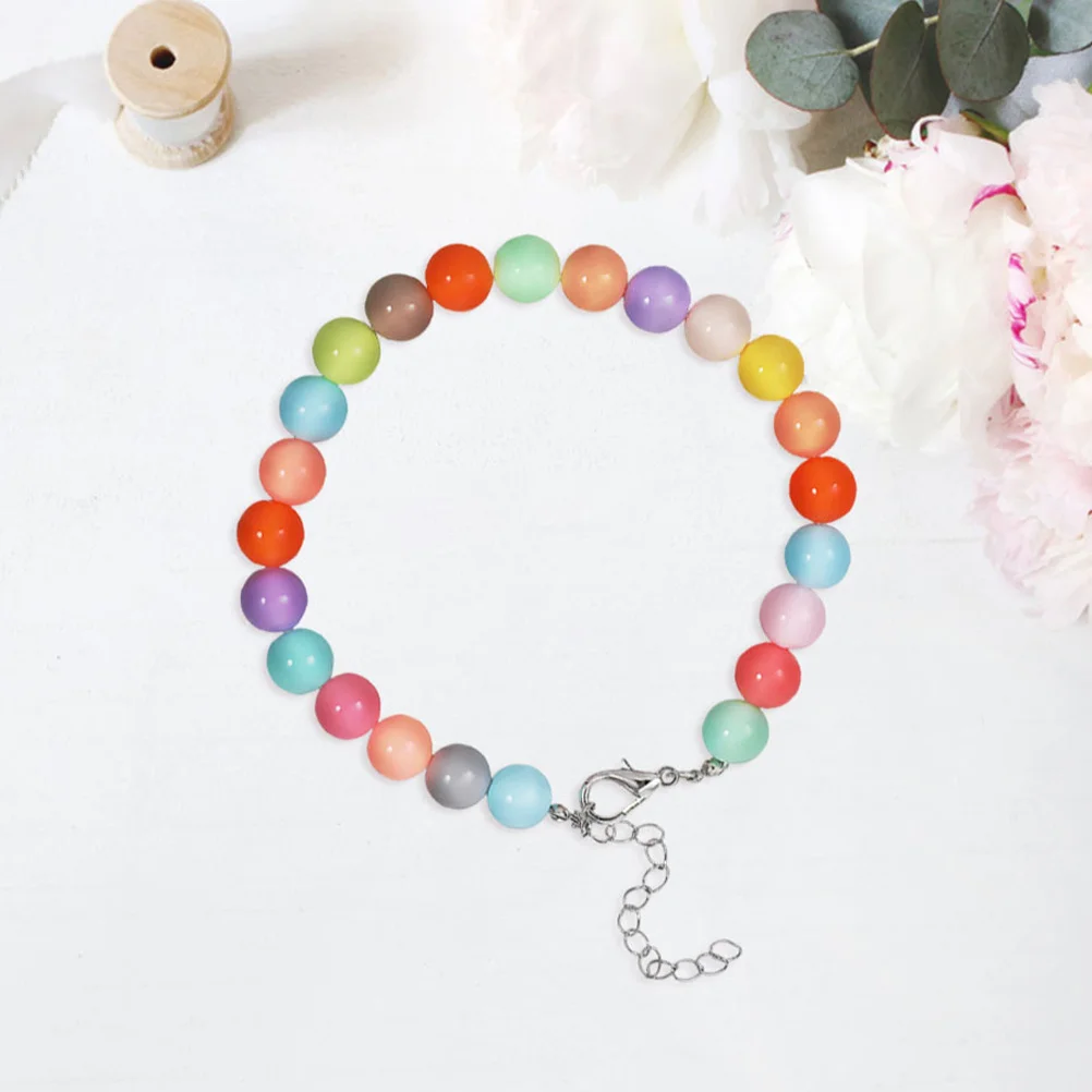 

2Pcs Trendy Bead Dog Collar Necklace Candy Color Adjustable Buckle for Small Dogs Pet Jewelry Walking Gatherings