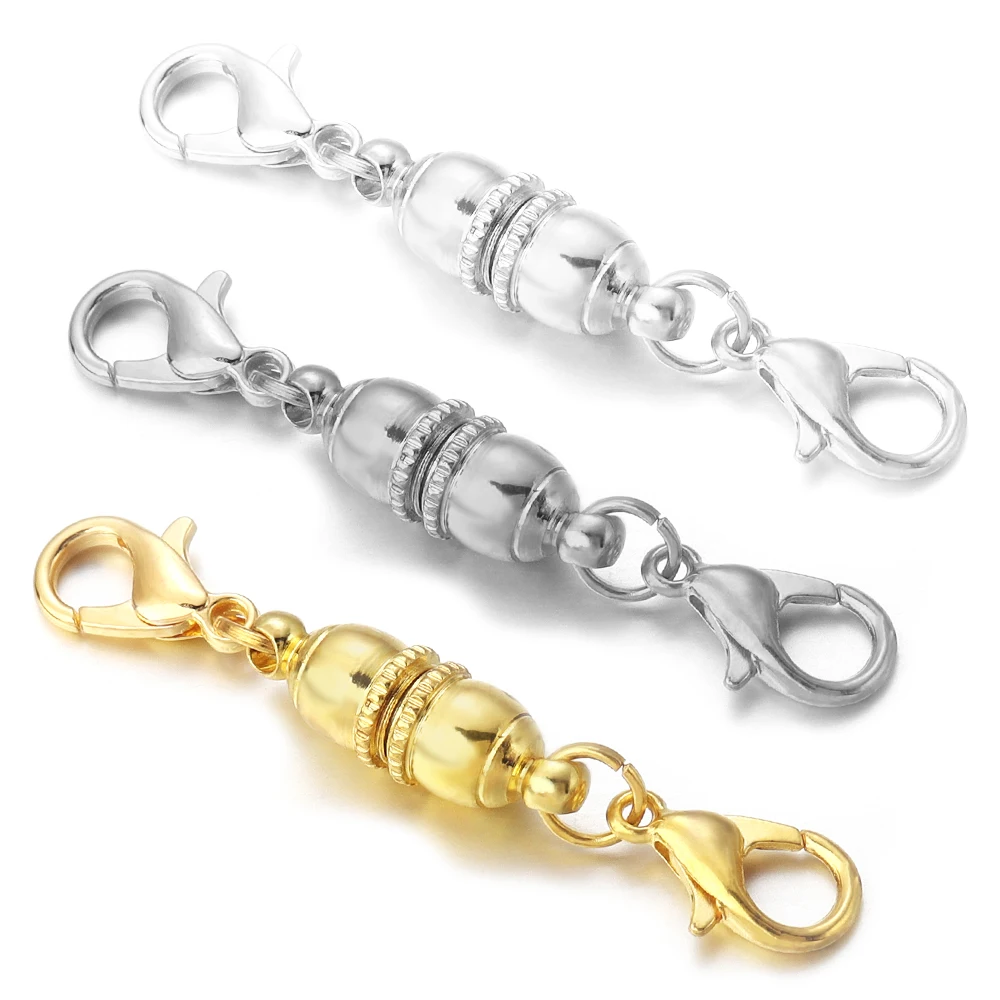 

SAUVOO 5Sets Gold Plating Magnetic Buckle Clasps With Lobster Clasp For Jewelry Making DIY Bracelet Necklace End Clasp Connector