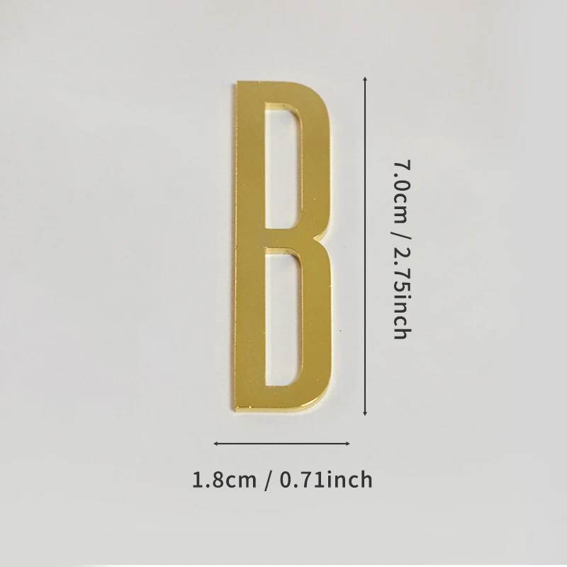 Goldene selbstklebende Hausnummern aus Metall mit englischen Alphabet-Buchstaben für Wohnung, Zimmer, Tür, Tisch, Briefkasten, Zahlenaufkleber, 7 cm – Detail 8